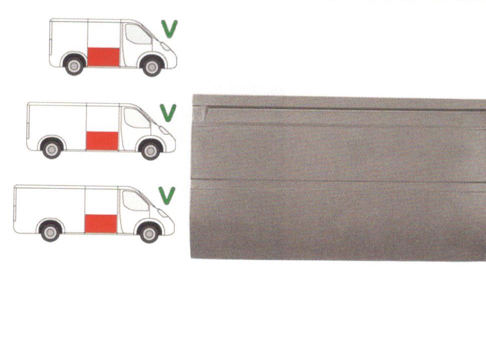 Panou reparatie usa Mercedes SPRINTER 208-416 (W901-905), 01.1995-2006, VW LT II 05.1996-2005 ; modele Scurt/Mediu/Lung, partea dreapta, usa culisanta; lungime 1185 mm, inaltime 660 mm,
