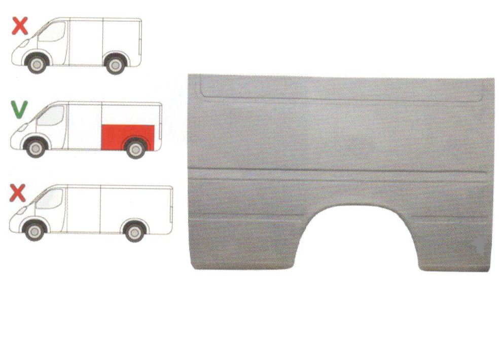 Aripa spate Mercedes Sprinter 208-414 -(1995-2006) Vw Lt 1996-2005 Partea Stanga, Lungime 1950 Mm , Inaltime 1448 mm, pentru modelul Long / Mijlociu