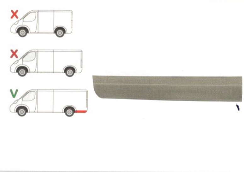 Segment reparatie aripa spate Mercedes Sprinter 1995-2007 model LONG, VW LT 1995-2006 L=2900 Partea Stanga, Spate in spatele rotii , baza roti :4025 mm, inaltime 150 mm