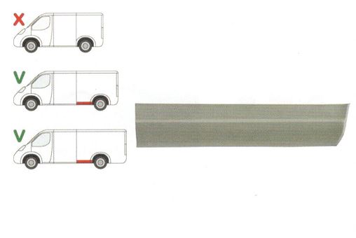 Segment reparatie aripa spate Mercedes Sprinter 1995-2007, VW LT 1995-2006 L=1950 Partea Dreapta, Spate in fata rotii , baza roti :3550 mm, inaltime 150 mm