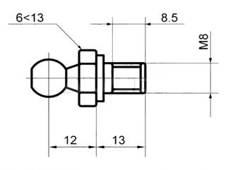 Cap echilibror hayon bolt cu cap bila M8 set 2 bucati pentru amortizor, lungime filet 8.5mm , 12x13mm