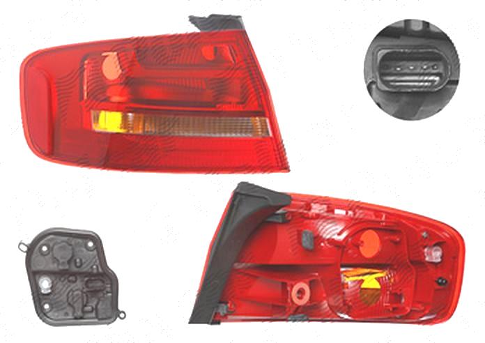 Stop spate lampa Audi A4/S4 (B8), 11.2011-12.2015 Model Sedan, spate, Stanga, partea exterioara; P21W; cu suport becuri, HELLA