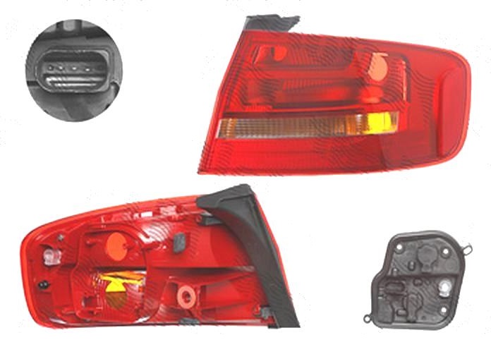 Stop spate lampa Audi A4/S4 (B8), 11.2011-12.2015 Model Sedan, spate, Dreapta, partea exterioara; P21W; cu suport becuri, HELLA