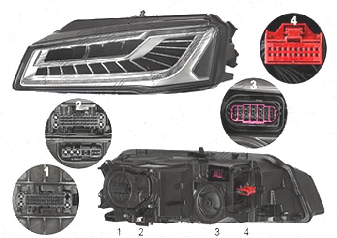 Far Audi A8 (D4/4f), 11.2013-, fata, Stanga, cu lumini pentru curbe; cu high-beam headlights masking function; cu LED daytime running light; LED; electric; fara LED controlling unit;