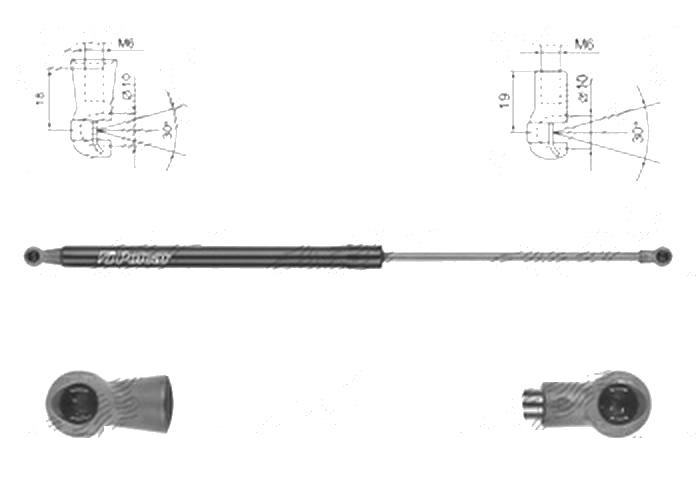 Amortizor capota spate, echilibror haion Citroen C4 Cactus, 07.2014-, Stanga = Dreapta, Lungime, Cursa, Forta: 535 mm, 210 mm, 370 N, liftback