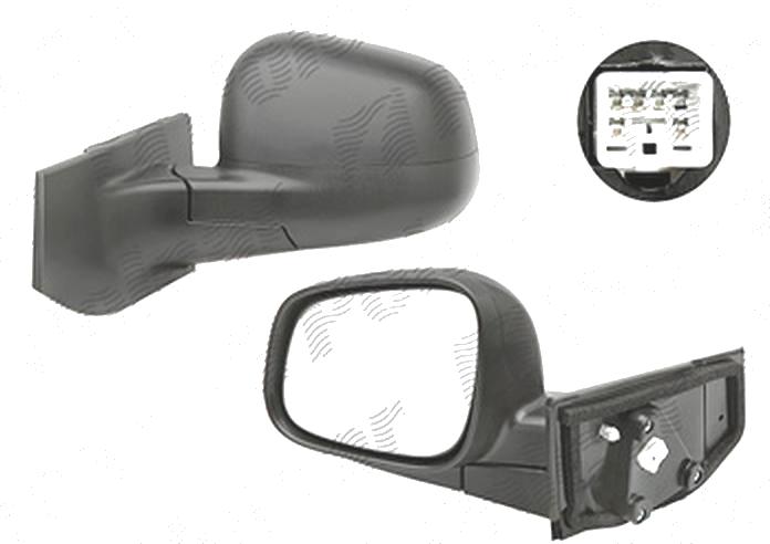 Oglinda exterioara Chevrolet Spark (M300), 01.2010-2012, Stanga, reglare electrica; carcasa neagra; incalzita; geam convex; cromat; 5 pini, View Max