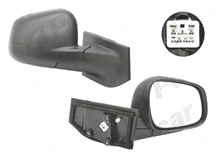 Oglinda exterioara Chevrolet Spark (M300), 01.2010-2012, Dreapta, reglare electrica; carcasa neagra; incalzita; geam convex; cromat; 5 pini, View Max