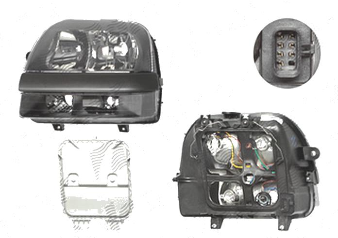 Far Fiat Doblo (119/223), 01.2001-12.2005, fata, Stanga, Tip= Carello; H1+H7; electric; fara motoras, DEPO