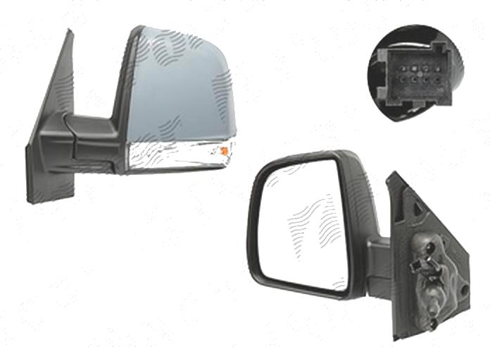 Oglinda exterioara Fiat Doblo (152/263), 01.2010-12.2014, Doblo (263), 01.2015-, Stanga, Combi, Panorama, reglare manuala; grunduita; geam convex; 2 pini; cu semnalizare, View Max