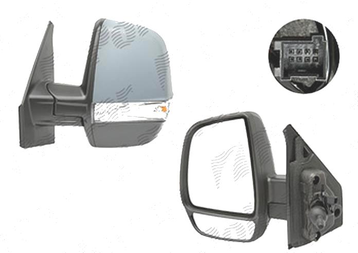 Oglinda exterioara Fiat Doblo (152/263), 01.2010-12.2014 Cargo , Doblo (263), 01.2015- Cargo, Opel Combo, 2015-, Stanga, reglare manuala; grunduita; geam divizat; cromat; 2 pini; cu semnalizare, View Max