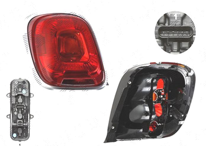Stop spate lampa Fiat 500x, 04.2015-, spate, Stanga, TREKKING, cu lampa ceata; P21W; cu suport becuri;