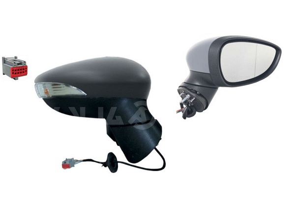 Oglinda exterioara Ford Fiesta (Ja8), 09.2008-01.2013, Dreapta, reglare electrica; grunduit; incalzita; geam convex; cromat; pliere electrica; 8 pini; cu semnalizare, View Max