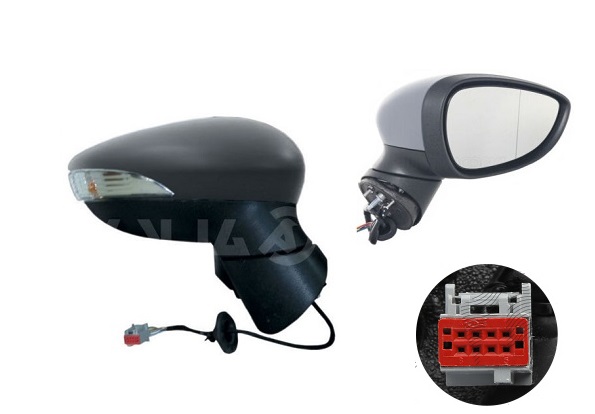 Oglinda exterioara Ford Fiesta (Ja8), 09.2008-01.2013, Dreapta, reglare electrica; grunduit; incalzita; geam asferic; cromat; pliere electrica; 8 pini; cu semnalizare, View Max