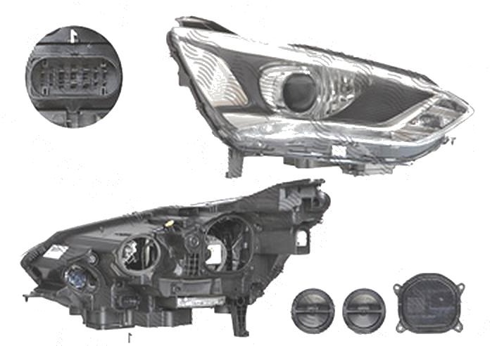 Far Ford C-Max, 05.2015-, fata, Dreapta, xenon; cu lumini pentru curbe; cu LED daytime running light; D3S+H1; electric; silver; cu gas bec xenon; cu ballasts; cu becuri; cu LED control unit, VALEO