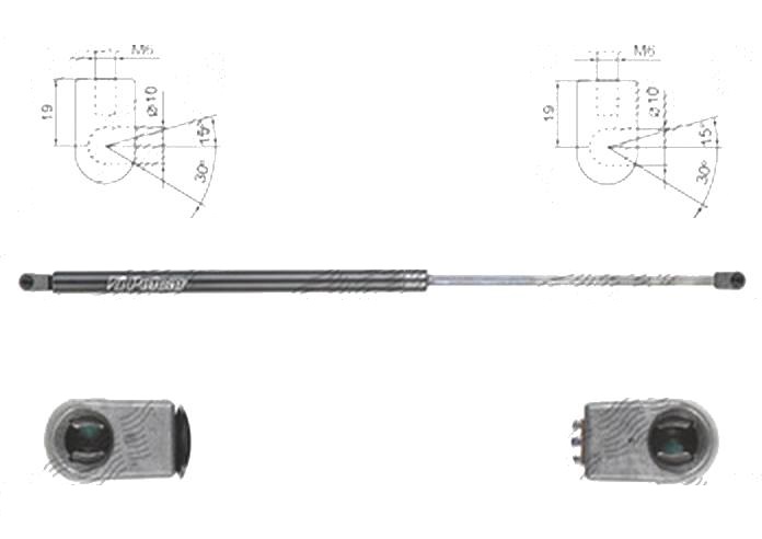Amortizor capota spate, echilibror haion Ford Transit/Tourneo Custom, 03.2013-, Stanga = Dreapta, Lungime, Cursa, Forta: 650 mm, 260 mm, 690 N; haion fara geam