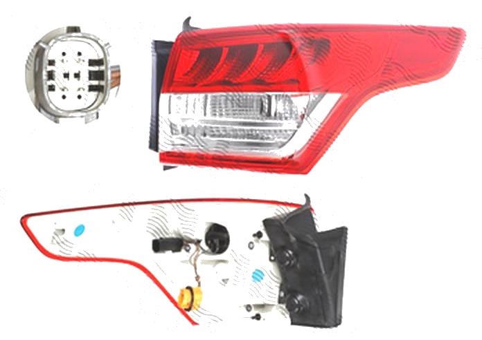 Stop spate lampa Ford Kuga, 01.2013-, spate, Dreapta, partea exterioara; LED+PY21W; cu suport becuri, VALEO