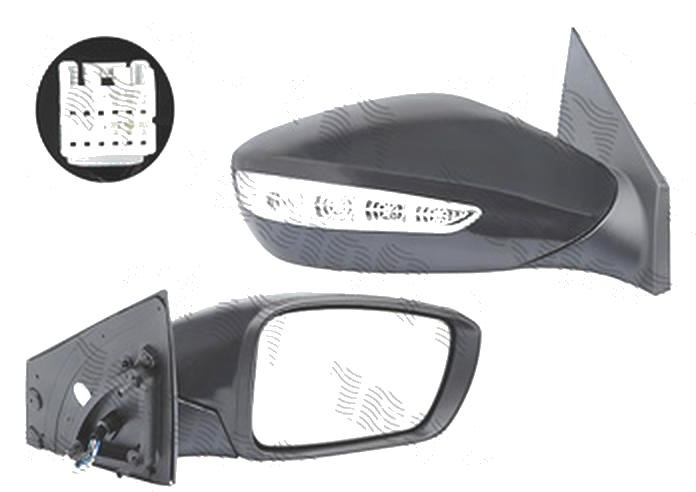 Oglinda exterioara Hyundai Sonata (Yf), 09.2009-05.2014, Dreapta, reglare electrica; carcasa neagra; incalzita; geam convex; cromat; cu semnalizare