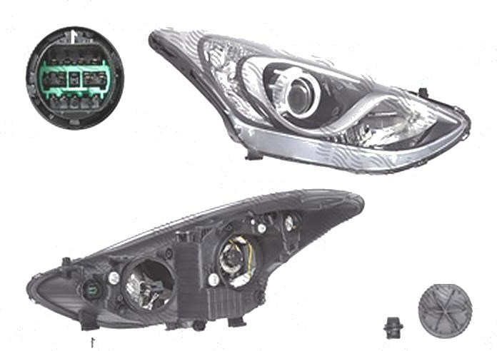 Far Hyundai I30 (Gd), 03.2012-12.2014, fata, Dreapta, H7+H7+PY21W+W5W; electric; cu motor, TYC