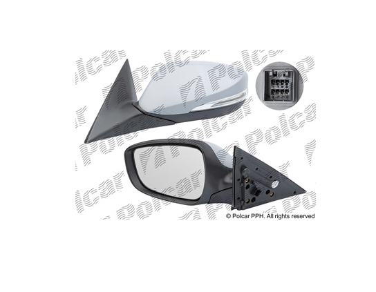 Oglinda exterioara Hyundai Veloster, 05.2011-, Dreapta, reglare electrica; grunduita; incalzita; geam convex; cromat; cu semnalizare