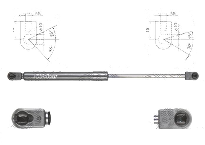 Amortizor capota spate, echilibror haion Kia Picanto (Ta), 06.2011-, Stanga = Dreapta, Lungime, Cursa, Forta: 370 mm, 131 mm, 480 N, Hatchback