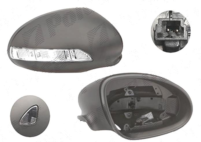 Carcasa oglinda exterioara Mercedes Clasa S (W221) 09.2005-06.2009, Dreapta, grunduita; cu gauri pentru semnalizare; cu gauri pentru lampa perimetru, View Max