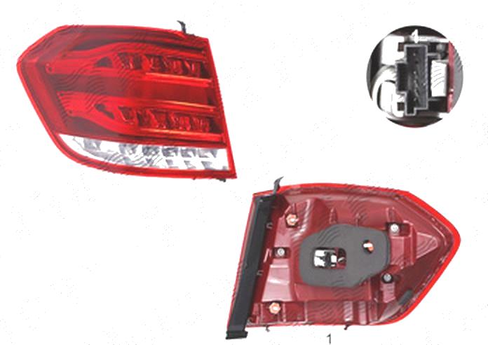 Stop spate lampa Mercedes Clasa E (W212) Combi, 02.2013-, spate, Stanga, fara 'Mercedes Benz' inscription; partea exterioara; LED; red carcasa; DEPO