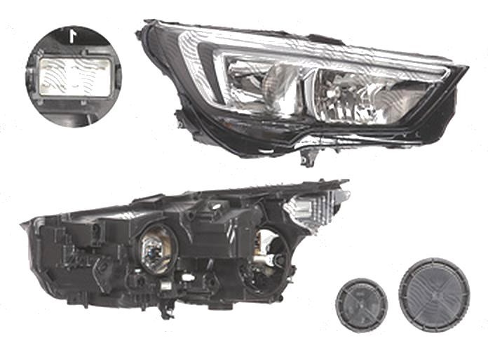 Far Opel Crossland X, 03.2017-, fata, Dreapta, cu LED daytime running light; H7+H7; electric; cu motor; cu becuri;