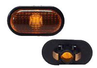 Lampa semnalizare laterala Renault, Nissan , Opel Vivaro, 2001-10.2014; Movano, 07.1998-2010, fata, Stanga = Dreapta, W5W; portocaliu; fara suport becuri; cu rama neagra, EU