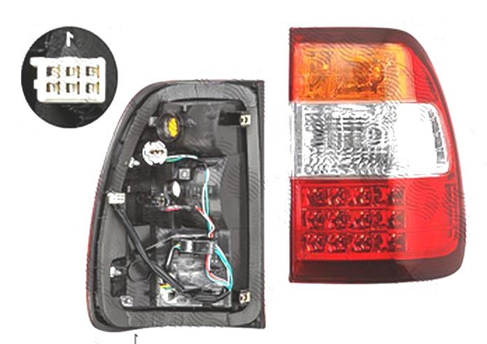 Stop spate lampa Toyota Land Cruiser (Fj100), 05.2005-11.2007, spate, Dreapta, partea exterioara; LED; semnalizare portocalie; cu suport becuri; fara omologare, DEPO