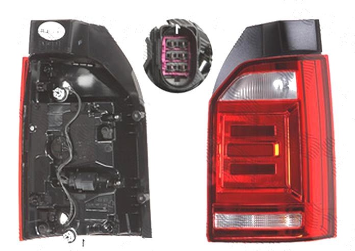 Stop spate lampa Volkswagen Transporter/Multivan (T6), 04.2015-06.2016, spate, Dreapta, 1 usa spate, LED+W16W; cu suport becuri, HELLA,