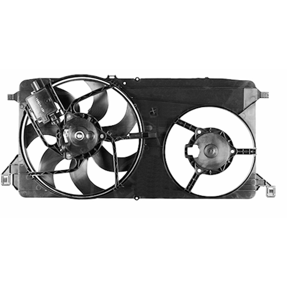 GMV radiator electroventilator Ford Transit, 2006-2014, Motorizare 2, 2 Tdci 62/81kw Diesel, tip climatizare Fara AC, dimensiune 385mm, 2+2 pini, cu modulmm, 62KW/85HP