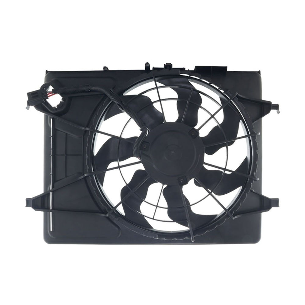 GMV radiator electroventilator Hyundai I30 (Fd), 2007-2012; Elantra (Hd), 2006-2011, Motorizare 2, 0 I 16v Benzina, tip climatizare Cu/fara AC, cutie automata, dimensiune 420mm, cu 3 pini, cu rezistor, plastic, Aftermarket