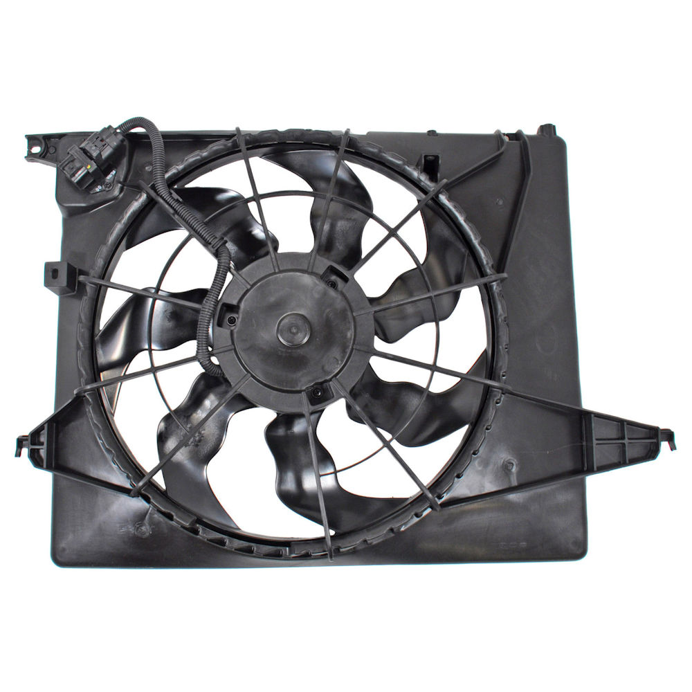 GMV radiator electroventilator Hyundai Santa Fe (Cm), 2006-2012, Kia Sorento (Xm), 2009-2015, Motorizare 2, 4 128/129kw; 3, 5 V6 203/206kw Benzina, dimensiune 460mm, cu 3 pini, cu rezistor, plastic, Aftermarket