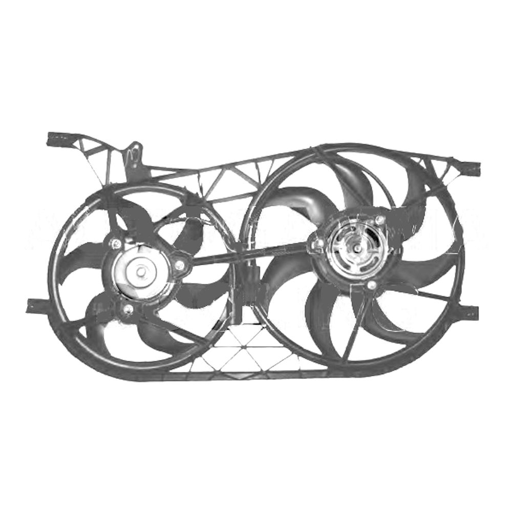 GMV radiator electroventilator Renault Espace 4 (Jk) 2002-2015 2,0 Dci 110/127kw; 2,2 Dci 102kw; 3,0 Dci 133kw; 3,5 V6 177kw, Diesel/Benzina, 385/325mm; 2+2 pini, fara rezistor, Aftermarket