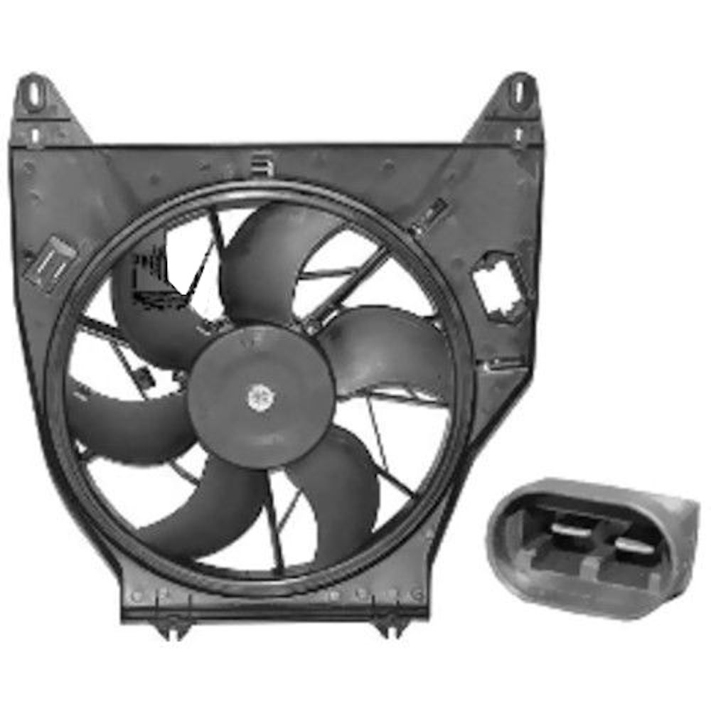 GMV radiator electroventilator Renault Kangoo (Kc/Fc), 03.1998-2008 Motor 1, 9 D, 1, 9 Dti Diesel, tip climatizare fara AC, cutie Manuala, dimensiune 340W/380mm, cu 2 pini, fara rezistormm, Aftermarket