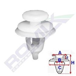 Clema, clips fixare Citroen Berlingo 96-02/02-08, C5 01-04, Saxo 96-99/99-04, Xm 89-00, Xsara 97-00/00-05, Xsara Picasso 99-10; Peugeot 406 an 95-99/99-04, Partner 96-02/02-08; tapiterie usa, portbagaj, hayon; set 10 buc, 699050