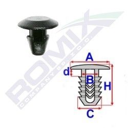 Clema, clips Alfa Romeo 156, 166, Brera, GTV; Fiat Albea/Palio Weekend, Bravo/Brava, Cinquecento, Croma, Marea, Panda, Punto, Siena/Palio Estate, Tipo; Lancia Dedra, Delta, Kappa, Lybra, Thema, Y10, fixare capac motor, 7560860, 7677865, set 10 buc