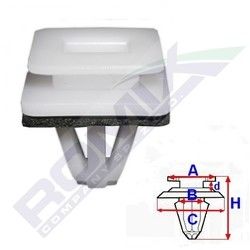 Clema, clips fixare Honda Civic (Ep/Eu/Ev) Hatchback 3/5 usi (UE) 01-03, Civic (Ep/Eu/Ev) Hatchback 04-05, Crv (Rd) 02-04/05-06, Crv (Re) 06-09/09-12, Frv (Be) 05-09, Odyssey (Rl3) 05-08, Odyssey (Rl4) 08-10; ornamente exterioare pervaz, set 10 buc