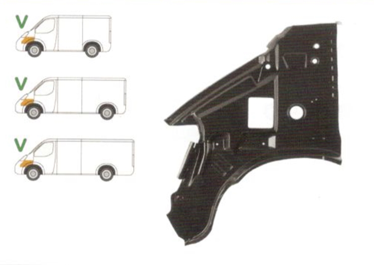 Dublura aripa fata Mercedes Sprinter (W901-905), 04.2000-12.2002, parte montare partea stanga, metal, element interior, 506301-2, Aftermarket Dublura aripa fata Mercedes Sprinter (W901-905), 04.2000-12.2002, parte montare partea stanga, metal, element interior, 506301-2, Aftermarket