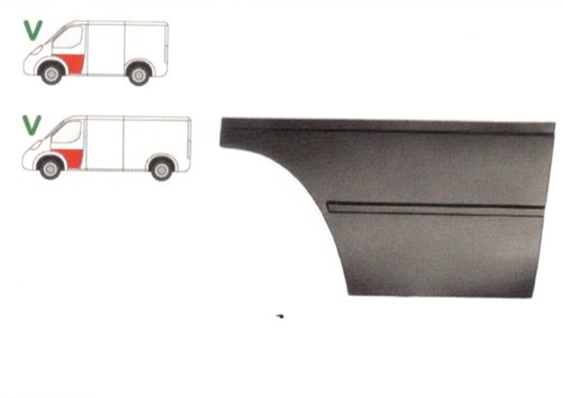 Panou reparatie usa Ford TRANSIT (VE6/VE83/VE64), 10.1985-09.1994 model Scurt si Mediu, partea stanga, inferior, fata ,inaltimea 565 mm, cu 2 nervuri,