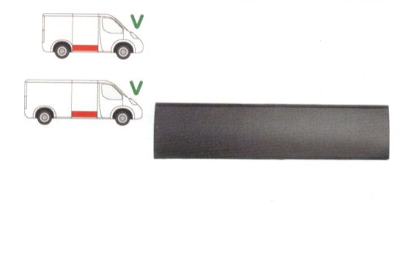 Panou reparatie usa Ford TRANSIT, 10.1985-07.2000, model Scurt si Mediu, partea dreapta, parte inferioara , usa culisanta, cu o nervura,