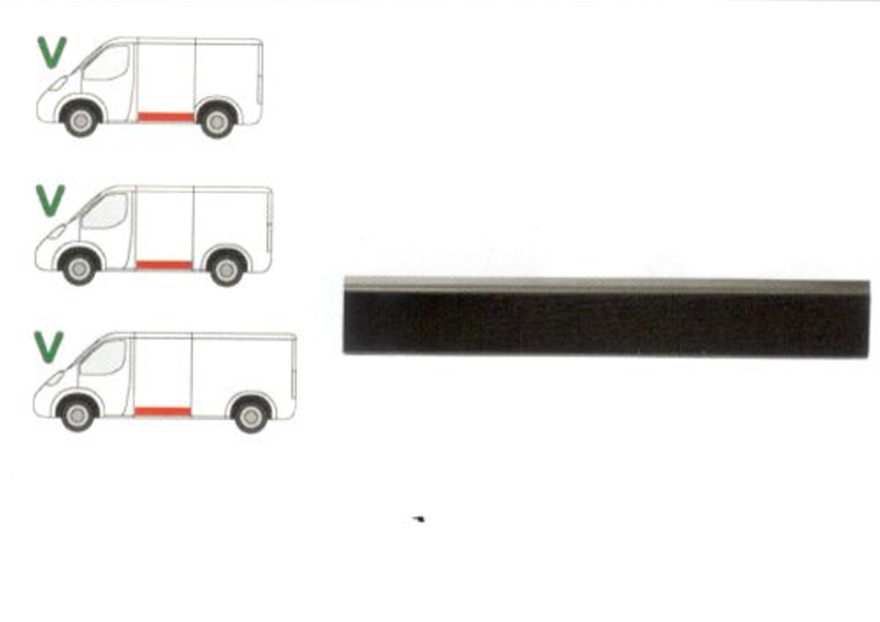 Segment reparatie panou lateral Mercedes 207-410 1977-1995pt Modelul Scurt/Mijlociu/Lung , partea Mijloc Stanga, Lungime 1366, Inaltime 202 Mm,