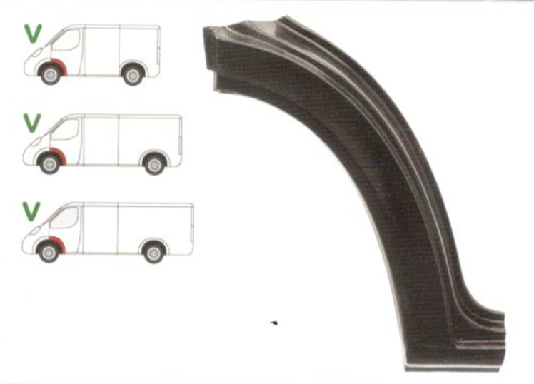 Segment reparatie aripa fata interior Mercedes Sprinter 1995-2006, VW LT 05.1996-12.2005 Partea Stanga, Punte Fata in spatele rotii , element exterior , din metal