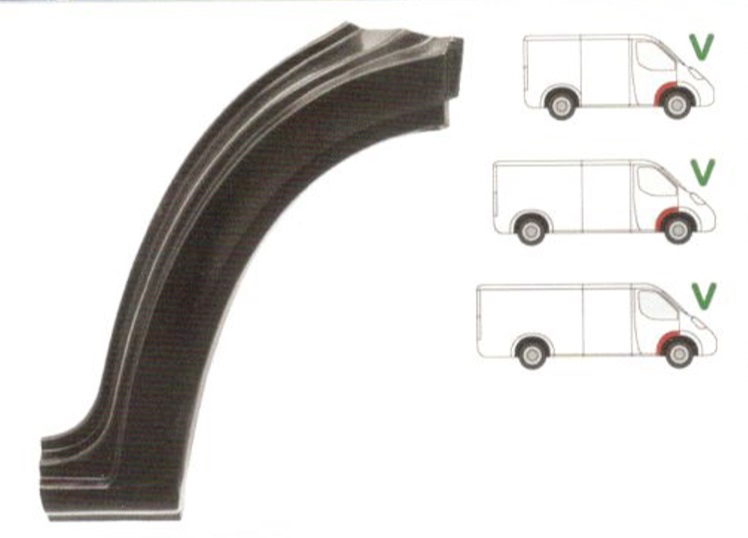 Segment reparatie aripa fata interior Mercedes Sprinter 1995-2006, VW LT 1996-12.2005 Partea Dreapta, Punte Fata in spatele rotii , element exterior , din metal