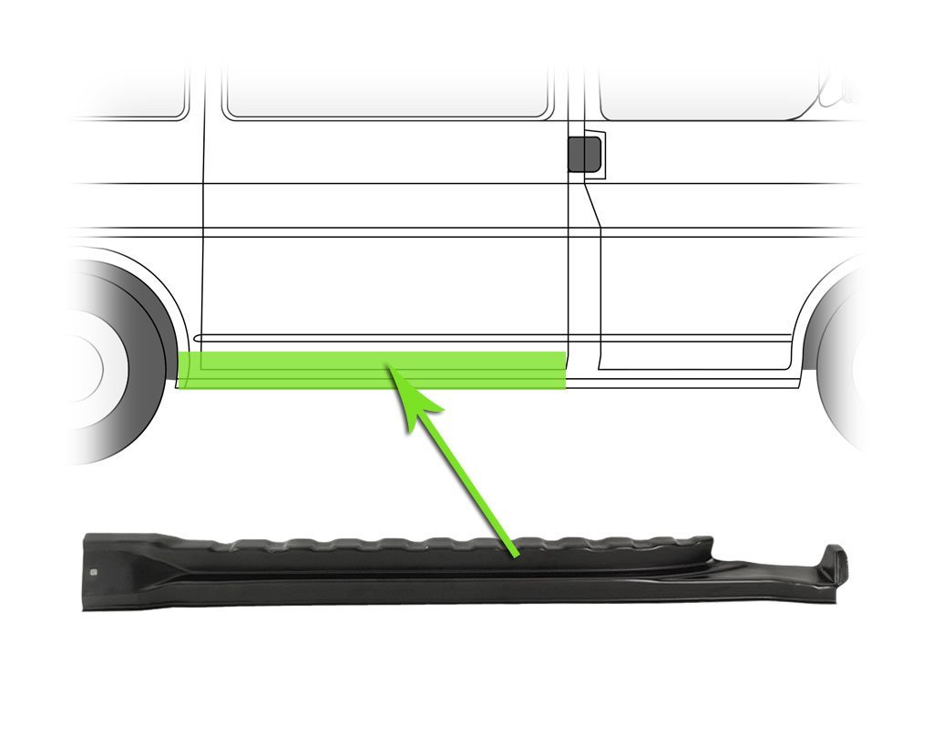 Prag VW Transporter (T4) Caravelle, Multivan 07.1990-03.2003 Usa Fata Dreapta interior, 1320mm (pentru modelul scurt si lung), prag din metal