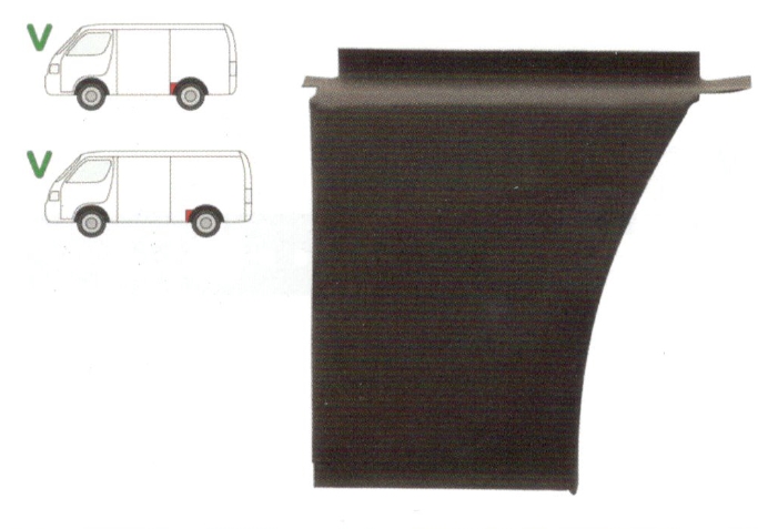Segment reparatie aripa spate VW LT28-35 1975-1996, Partea Stanga, punte Spate partea din fata aripii, lungime 285 mm, lungime 285 mm, (pentru modele lung si scurt)