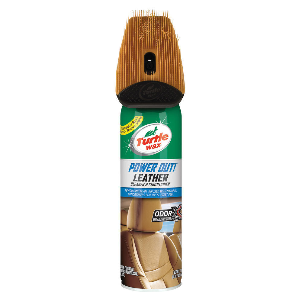 Spray curatare si intretinere tapiterie din piele, cu perie Turtle Wax Power Out Leather 400ml