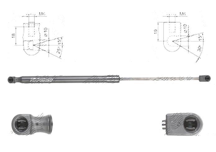 Amortizor capota spate, echilibror haion Kia Rio (Ub), 09.2011-12.2016, Stanga = Dreapta, Lungime, Cursa, Forta: 487, 5 mm, 199 mm, 320 N, Hatchback