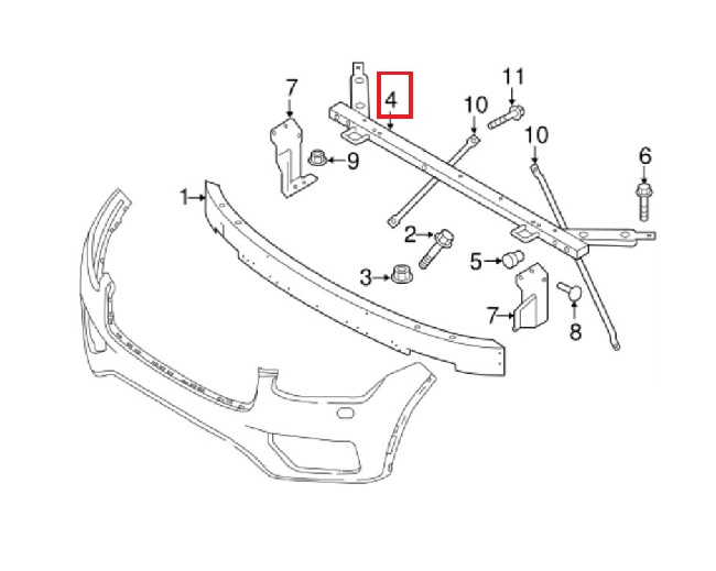 Trager panou central inferior Volvo Xc90, 01.2015-, Fata, aluminiu, Aftermarket