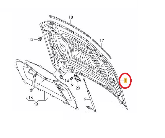 Capota motor Audi A6 (C8), 03.2018-, Tabla, Aftermarket